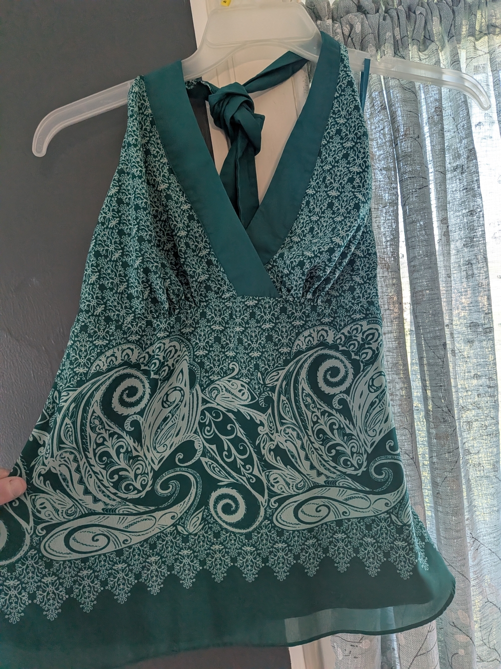 The Limited Emerald Green Halter Top with Scarf Tie